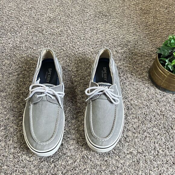 Sperry Halyard 2 eye saltwashed topsiders boat shoe sneakers Size 14 M Gray - Picture 1 of 8